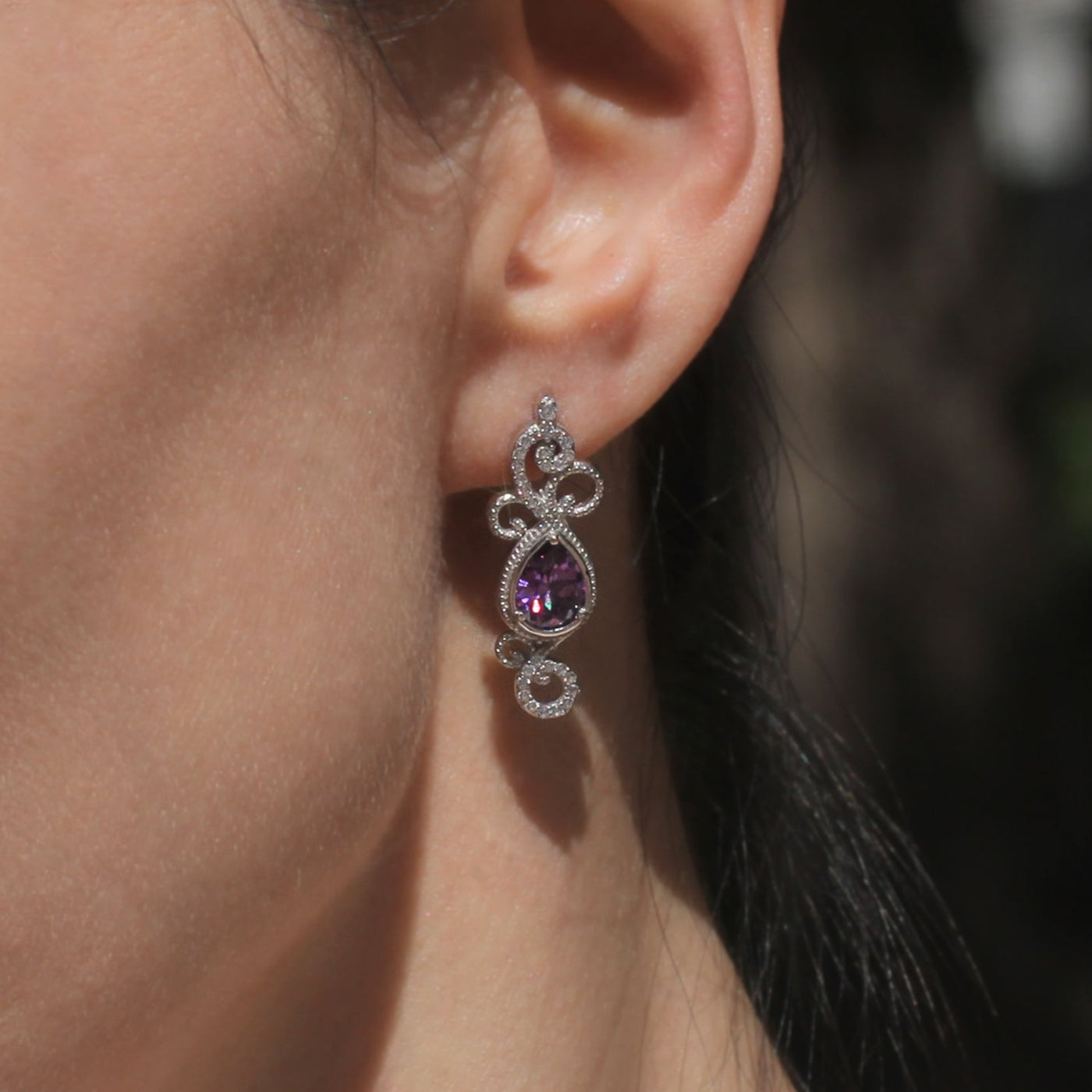 Vintage Purple Teardrop Earrings