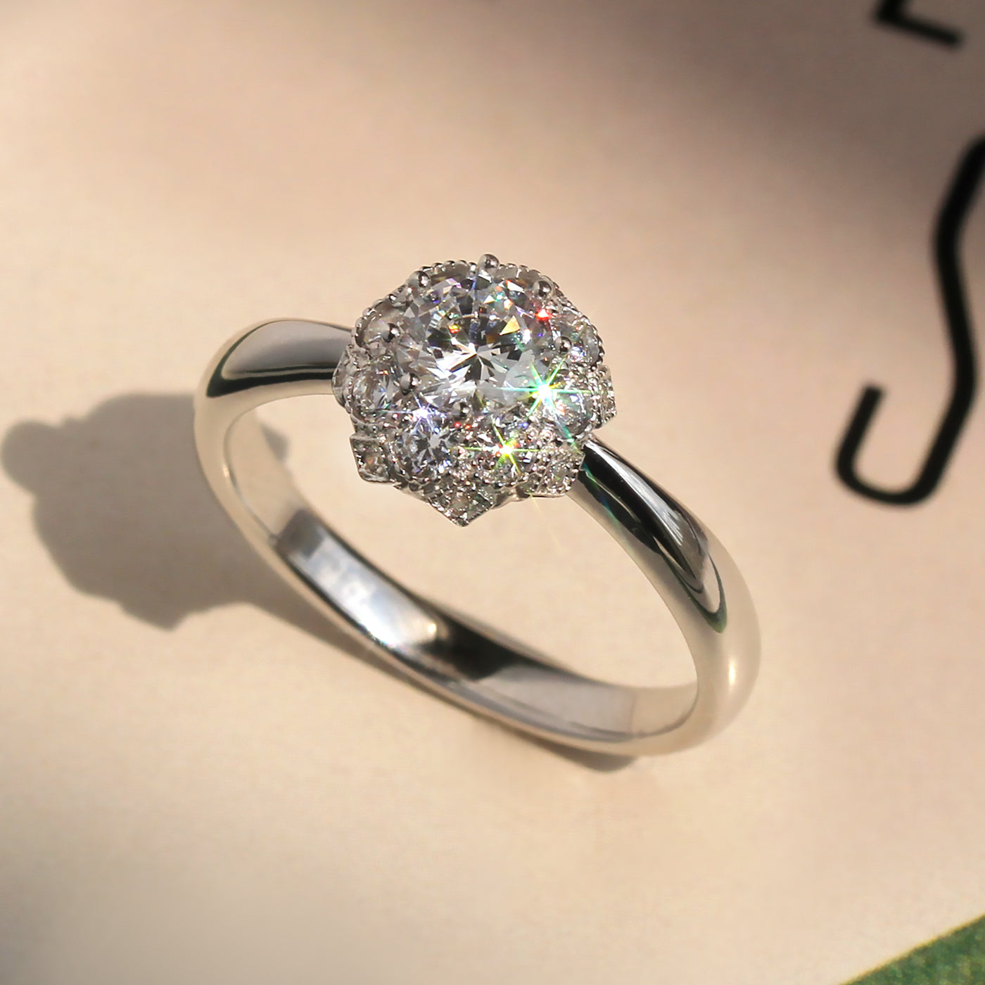 Blossom Brilliance: Floral Halo Engagement Ring