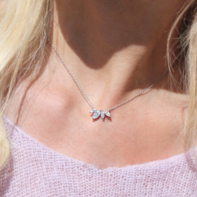 Moissanite Cluster Lily of the Valley Earrings and Necklace