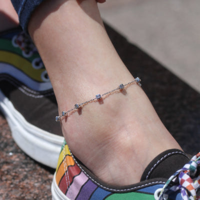 No. 5 Puffed Gold Cube Charm Bracelet | Anklet