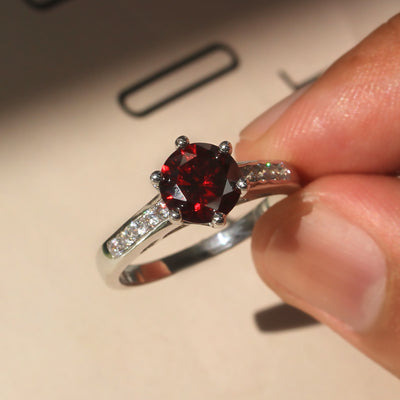 Scarlet Elegance: Garnet Engagement Ring