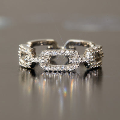 Pavé Paperclip Chain Eternity Ring