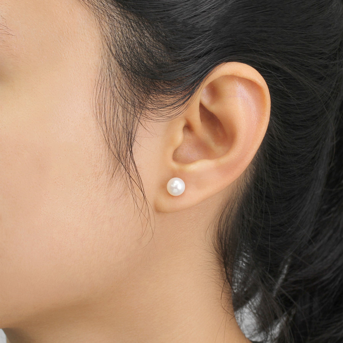 Cultured Freshwater Pearl Earrings, Studs Cartilage Earrings, Solid 14K Gold