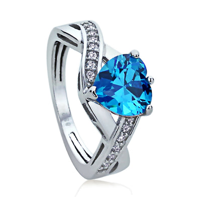 Sterling Silver Simulated Blue Topaz Infinity Heart Promise Ring