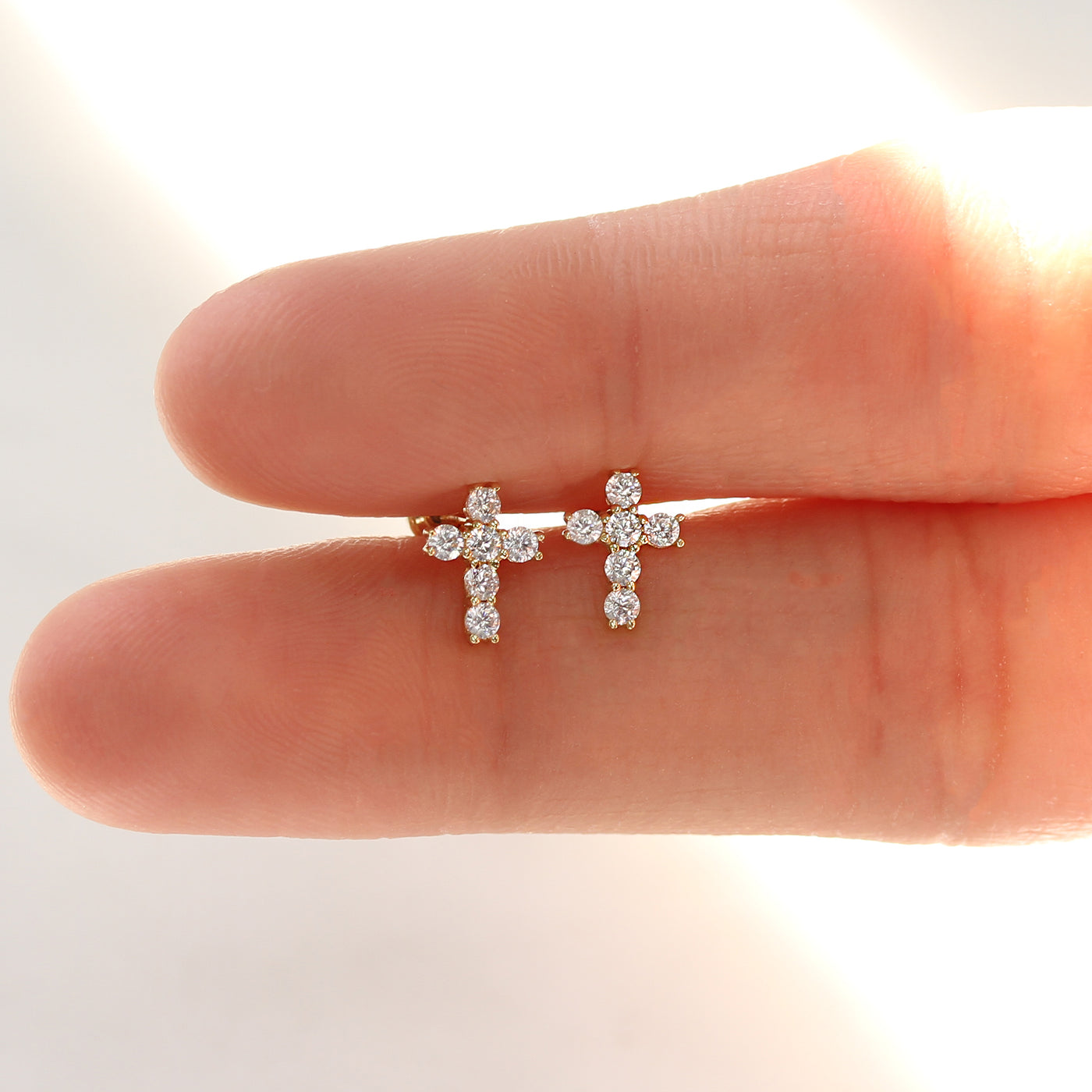 Solid14K Gold Small Cross Cartilage Earrings