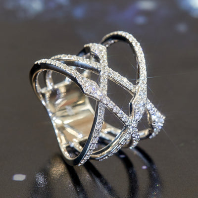 Vine Knot Intertwined Crisscross Ring, Sterling Silver
