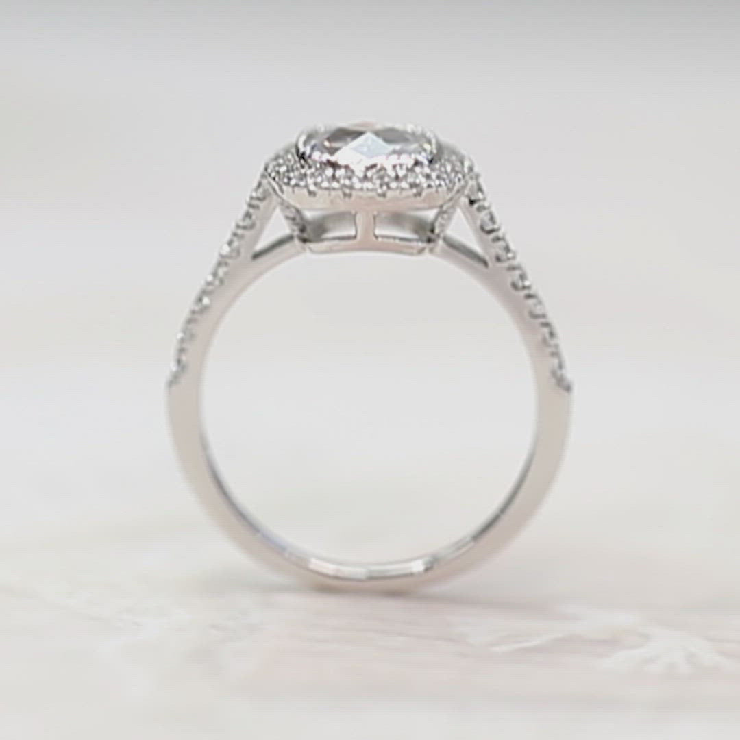 Sterling Silver Diamond Simulant Vintage Halo Ring