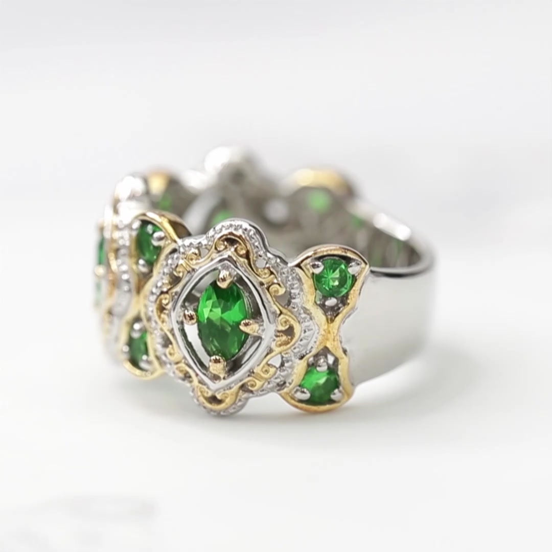 Edwardian Elegance Emerald Ring