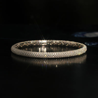 Simulated Diamond Pave Bangle Bracelet, 14K Gold Plated Sterling Silver
