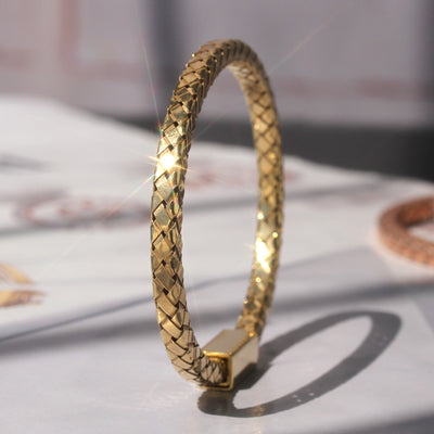 Braided Gold Bangle Bracelet