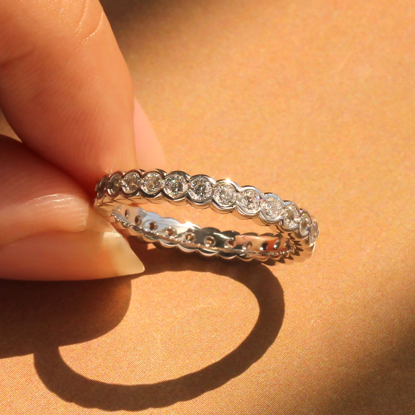 Sterling Silver Flat Top Smooth Stackable Full Eternity Band