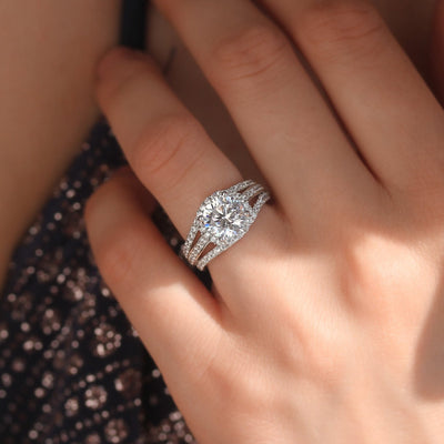 Triple Accent Halo Ring | 2 Carat Brilliance