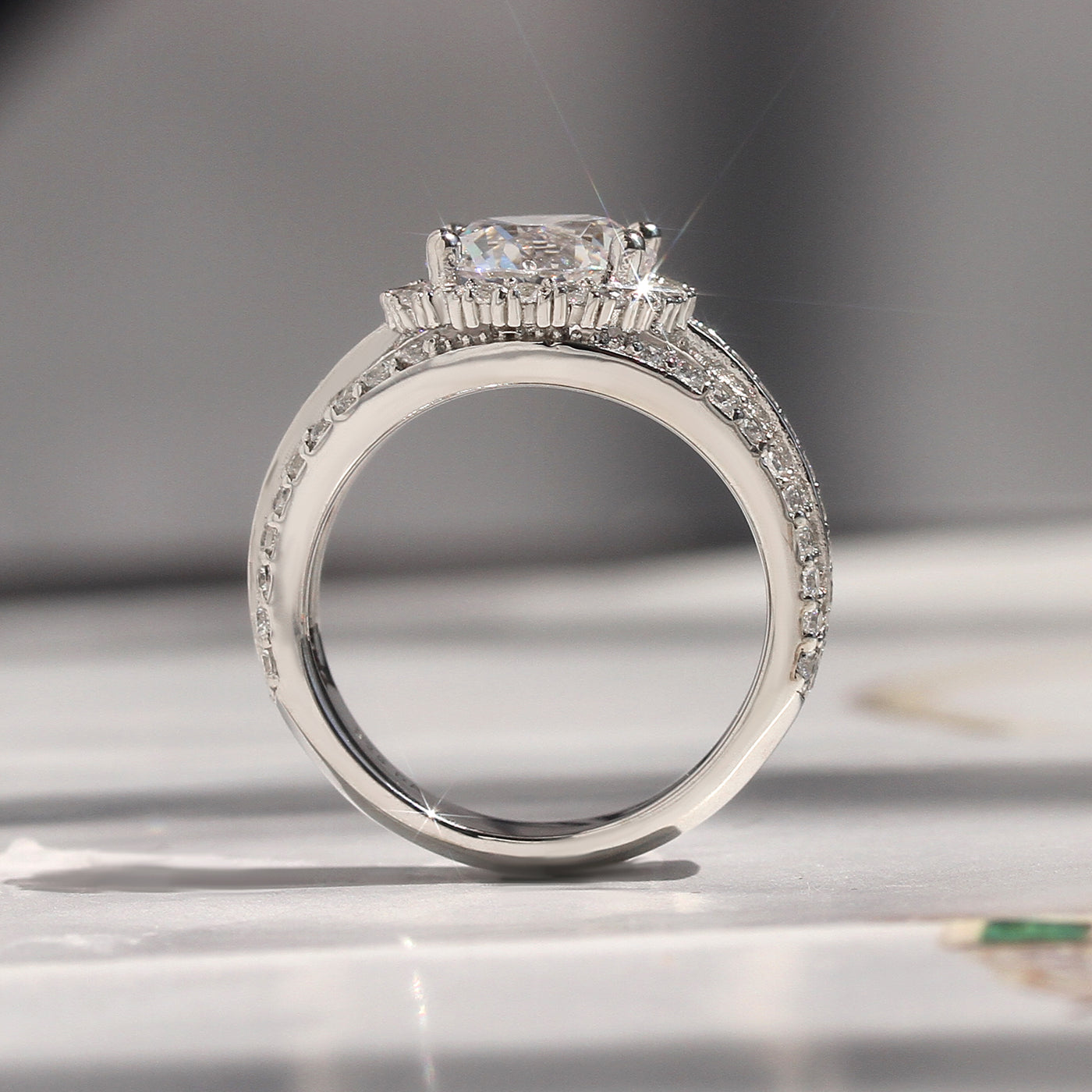 Triple Accent Halo Ring | 2 Carat Brilliance