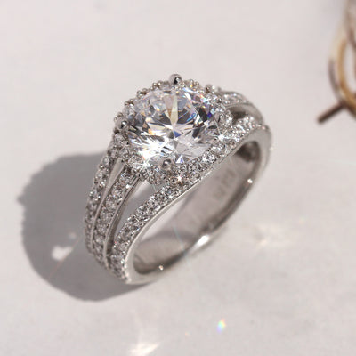 Triple Accent Halo Ring | 2 Carat Brilliance