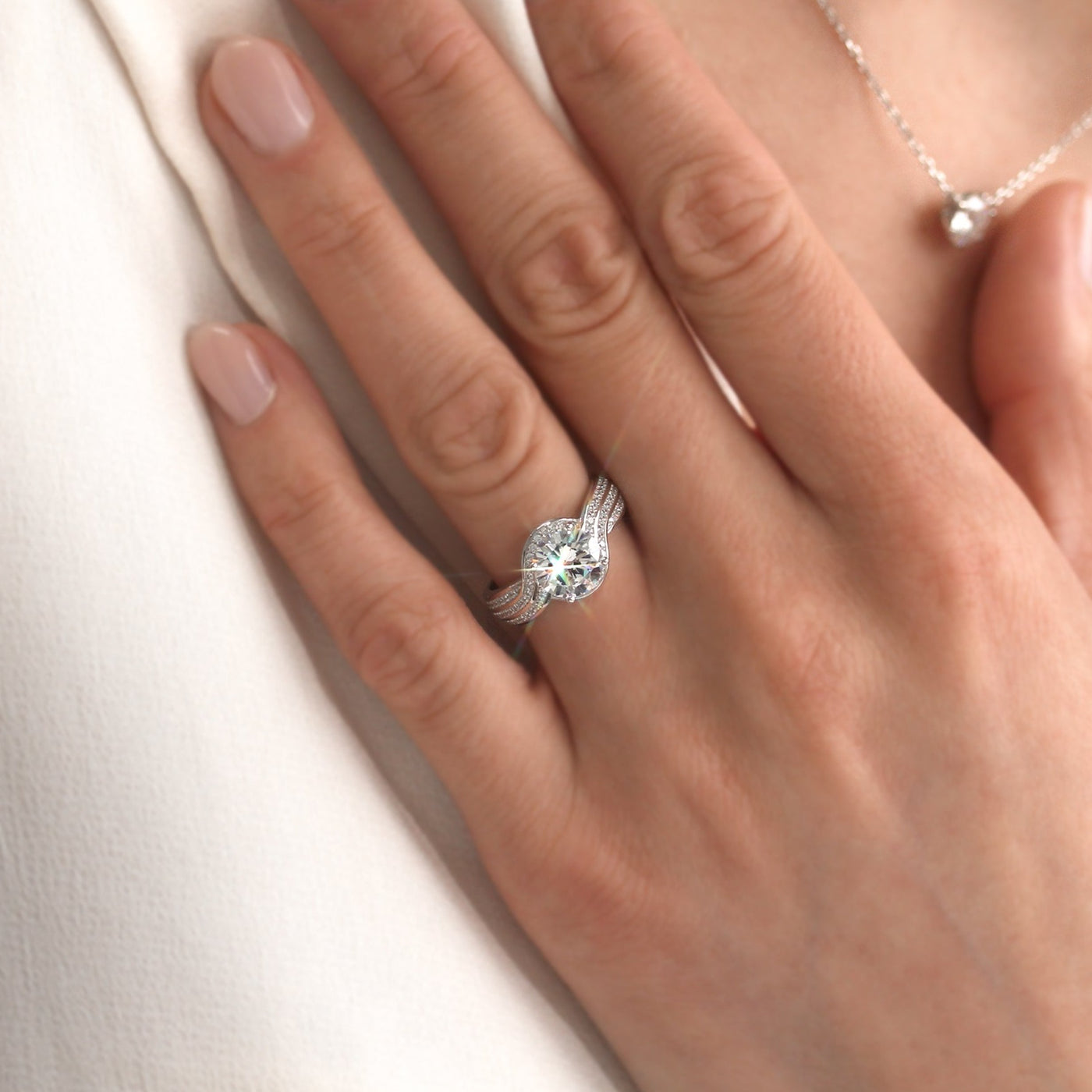 Bypass Brilliance Three-Row Engagement Ring