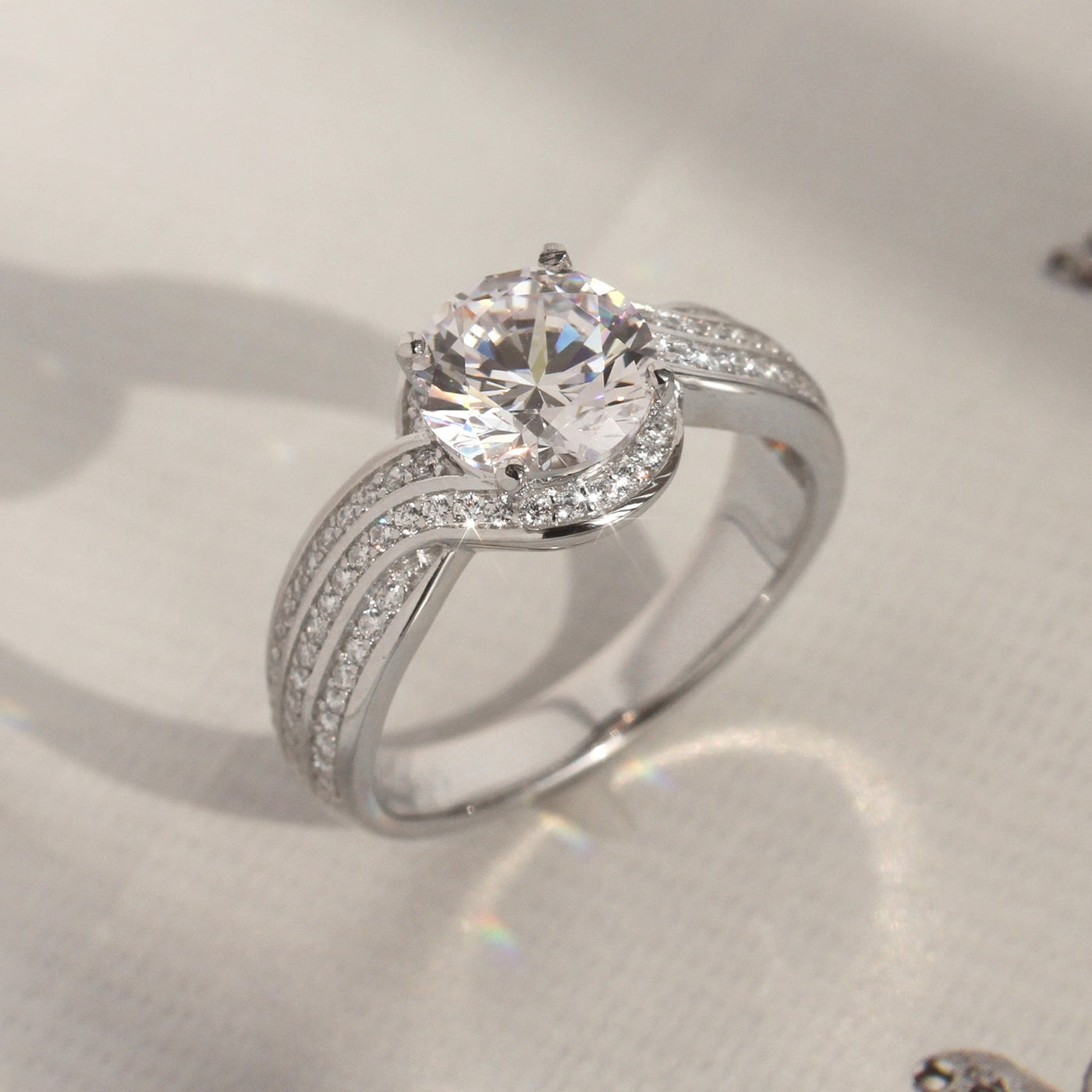 Bypass Brilliance Three-Row Engagement Ring