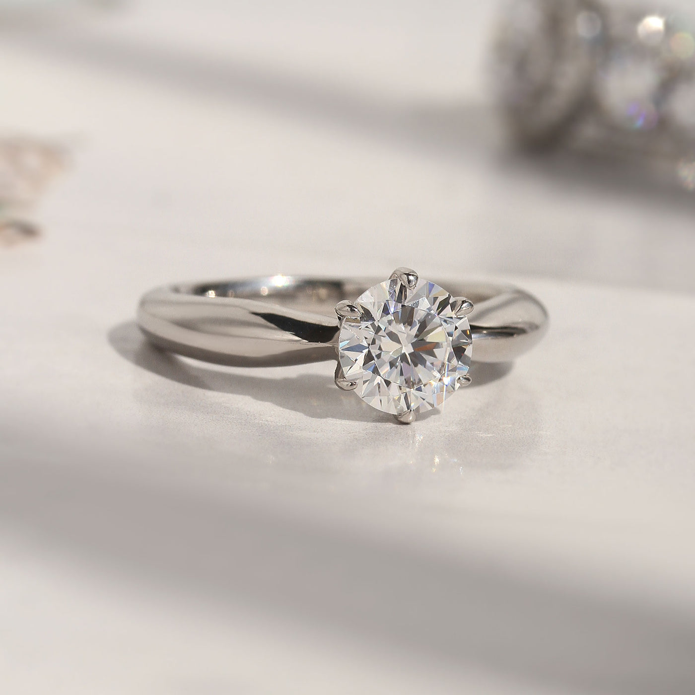 Still Worthy Solitaire Ring with 1 ct CZ on a sterling silver tapered band – front view
