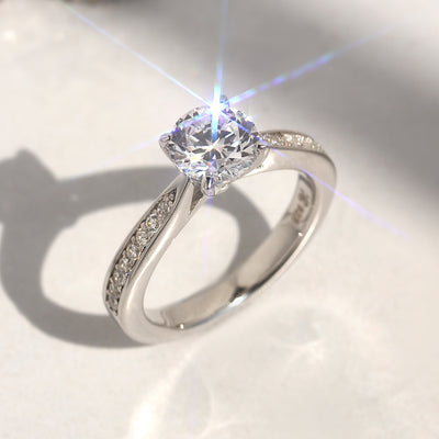 Crown Accent Solitaire Ring