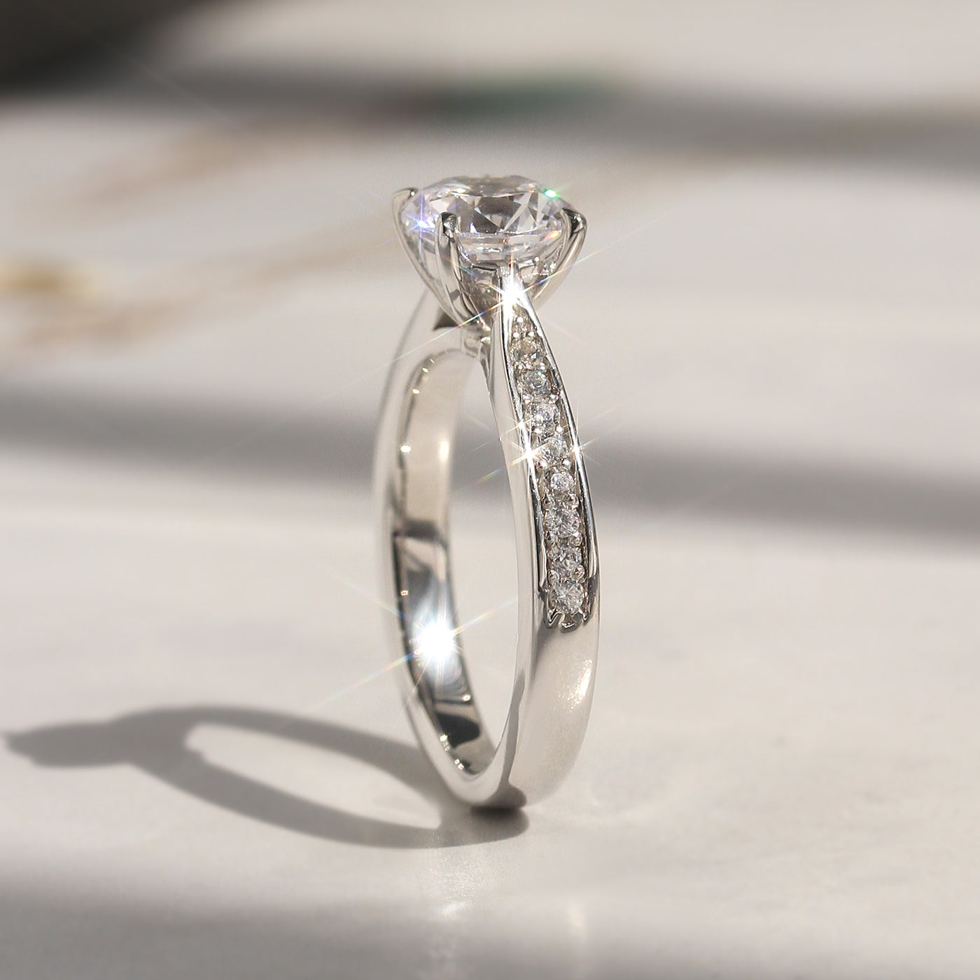 Crown Accent Solitaire Ring