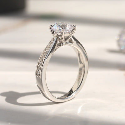 Crown Accent Solitaire Ring