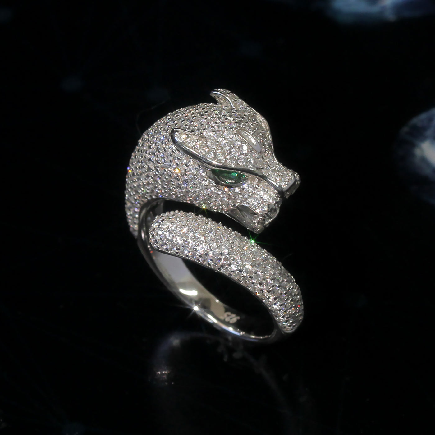 Sterling Silver Lavish Puma Design Pave Ring