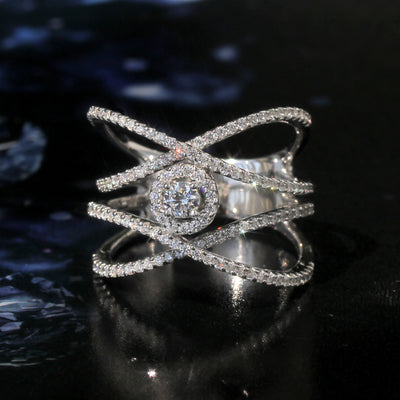 Elysian Weave 18mm Statement Halo Ring