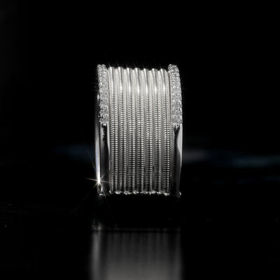 Sterling Silver 12mm Lavish Modern Style Wire Mesh Wide Ring