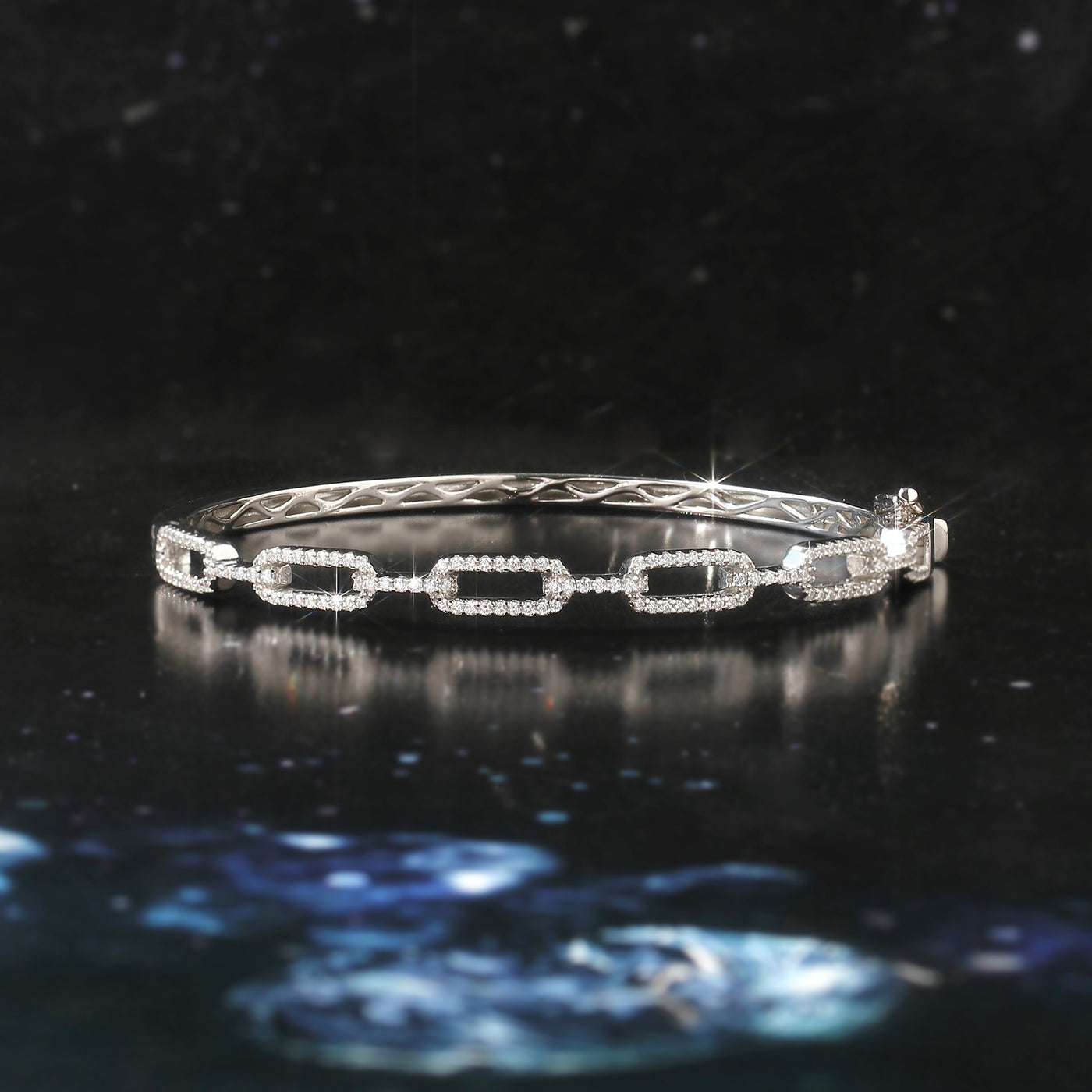 Pavé link chain bangle in sterling silver – Linklight Bangle by DoubleAccent