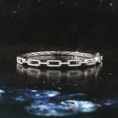 Pavé link chain bangle in sterling silver – Linklight Bangle by DoubleAccent