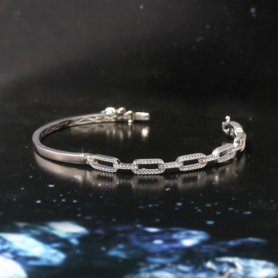 Pavé link chain bangle in sterling silver – Linklight Bangle by DoubleAccent