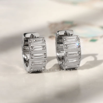 Skyline Baguette Huggie Hoops in sterling silver