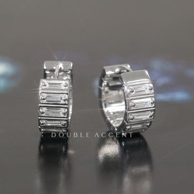 Skyline Baguette Huggie Hoops in sterling silver