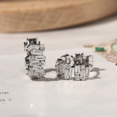 Side view of Luminous Stack Huggies showing stacked stones