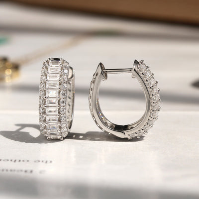 Daily Dazzle Baguette Hoops