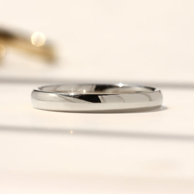 Solid 14K white gold and Legacy Dome Band with high-polished finish, available in multiple widths.