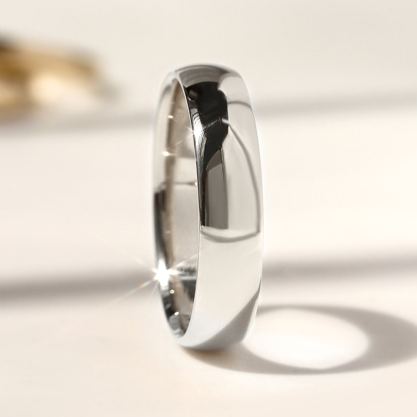 Solid 14K white gold and Legacy Dome Band with high-polished finish, available in multiple widths.
