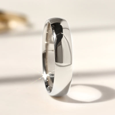 Solid 14K white gold and Legacy Dome Band with high-polished finish, available in multiple widths.