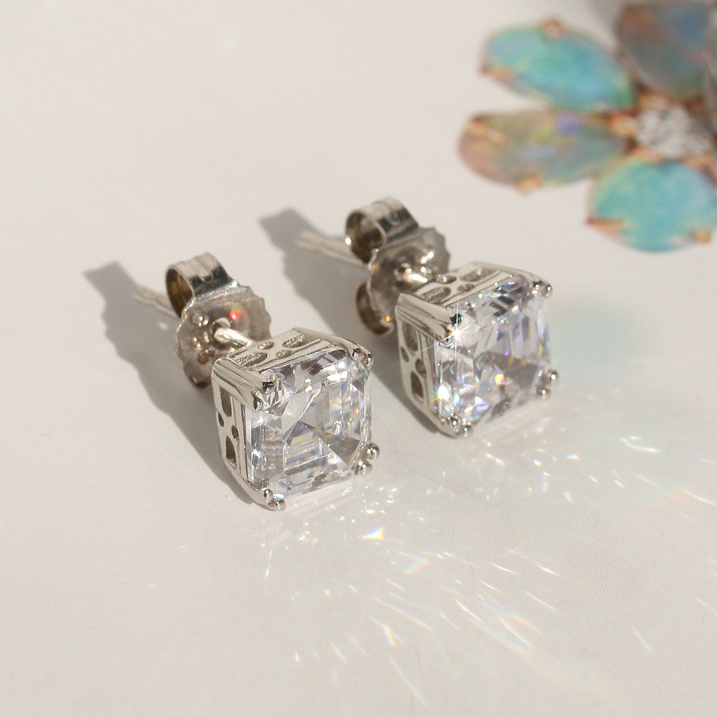 Asscher stud earrings