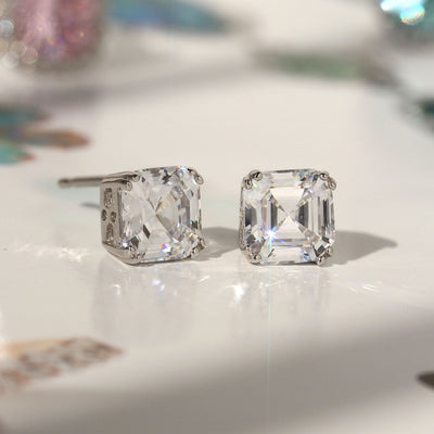 Asscher stud earrings