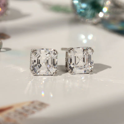 Asscher stud earrings