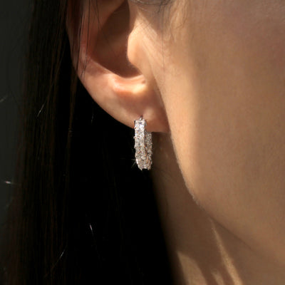 Sterling Silver In and Out Hoop Earrings