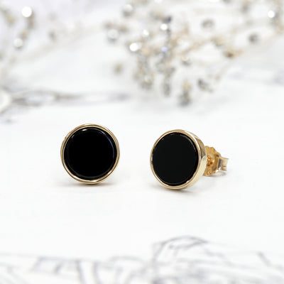Sleek Onyx Black Stud Earrings