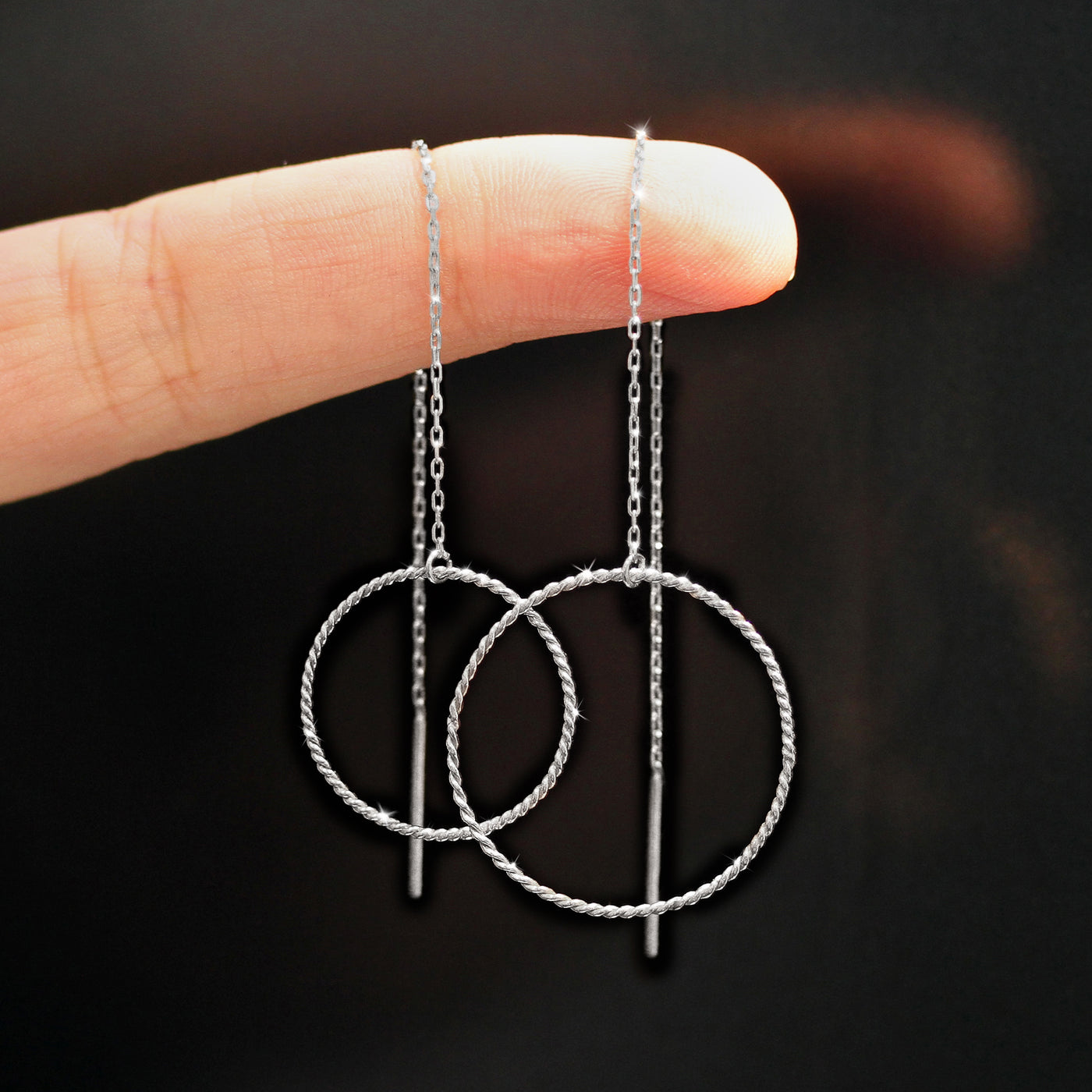 Asymmetrical Circle Threader Earrings