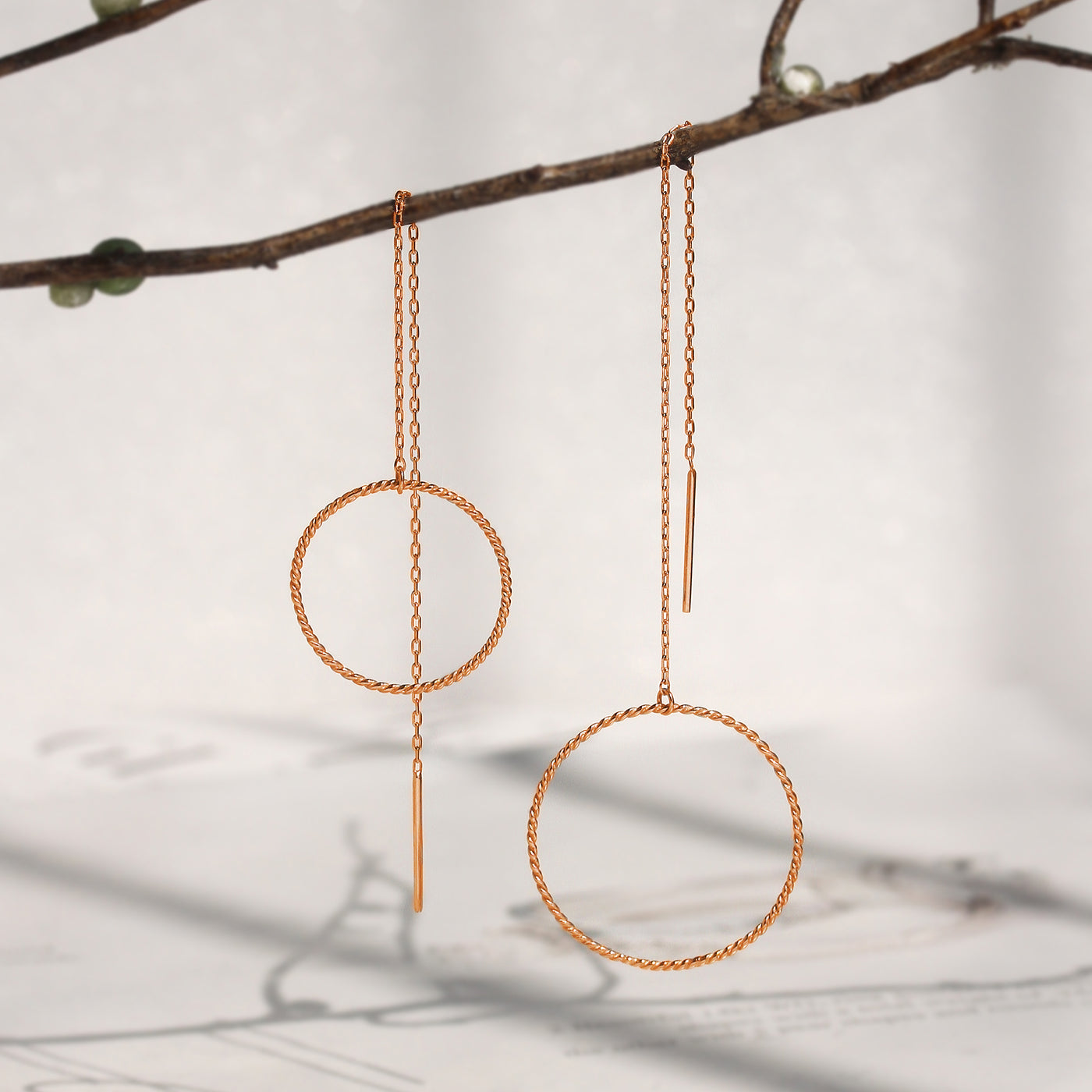 Asymmetrical Circle Threader Earrings