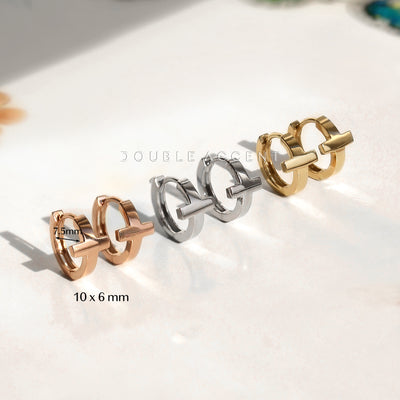 Sideways cross huggies for second piercing stack style