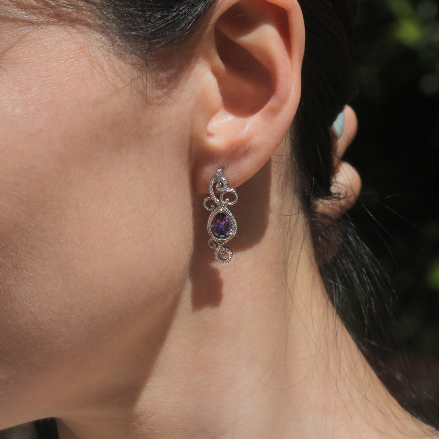 Vintage Purple Teardrop Earrings