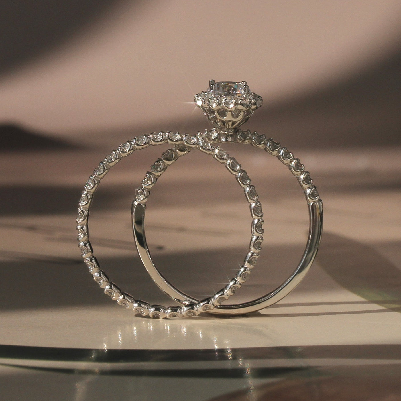Halo Minimalist Favorite Bridal Ring Set