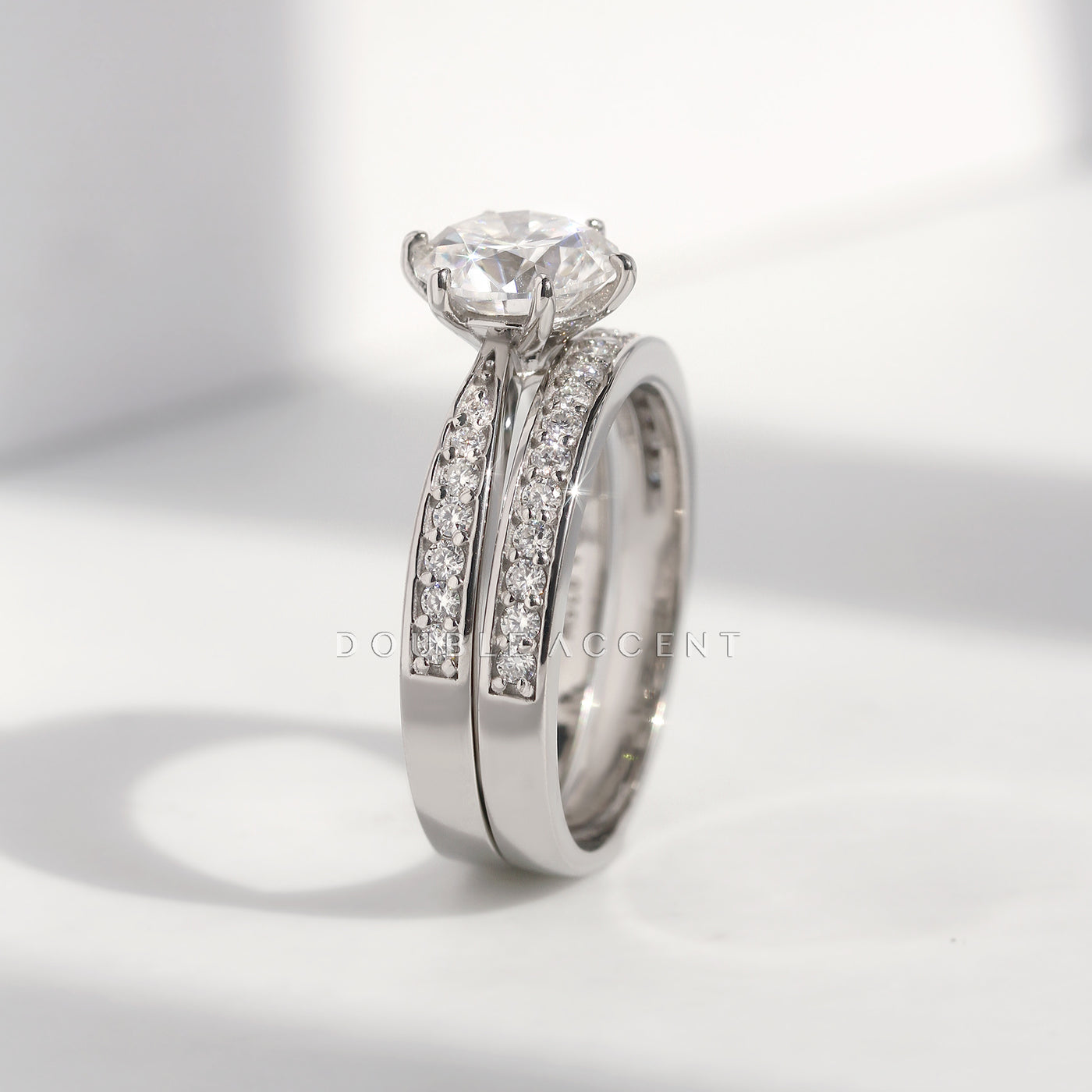 Pure Radiance Ring Set with solitaire and pavé band