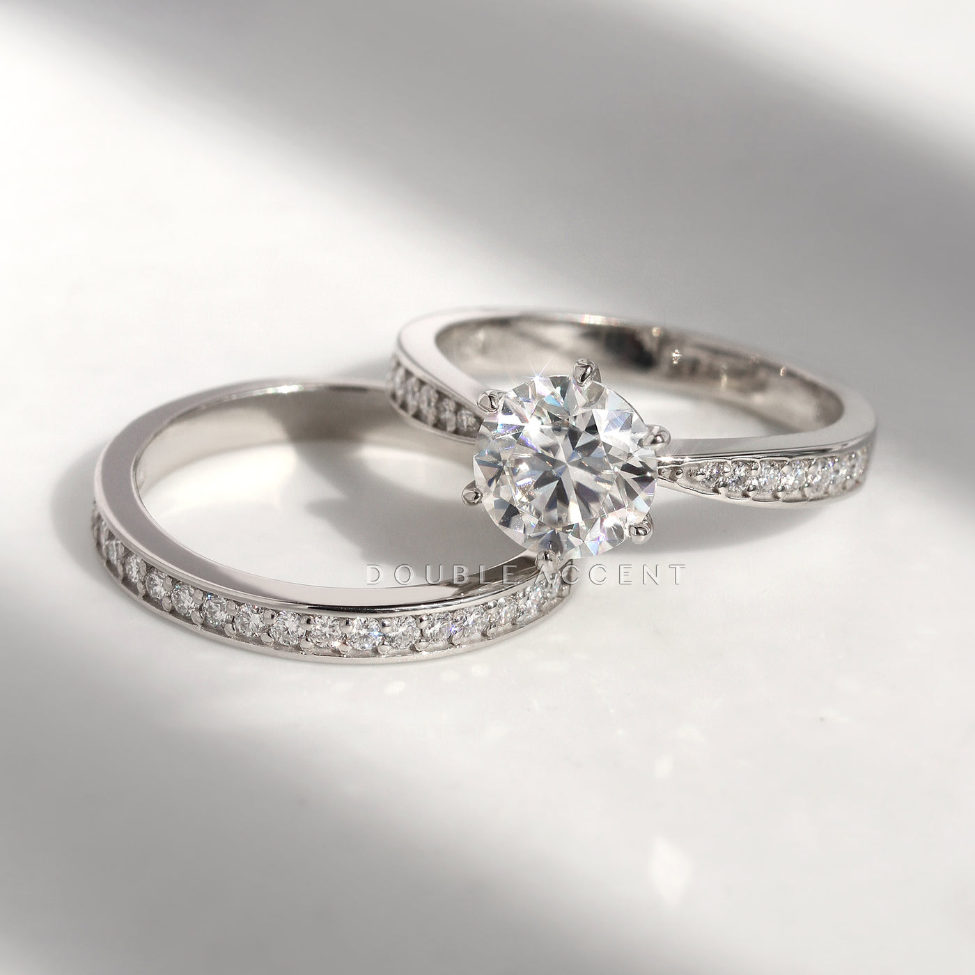 Pure Radiance Ring Set with solitaire and pavé band