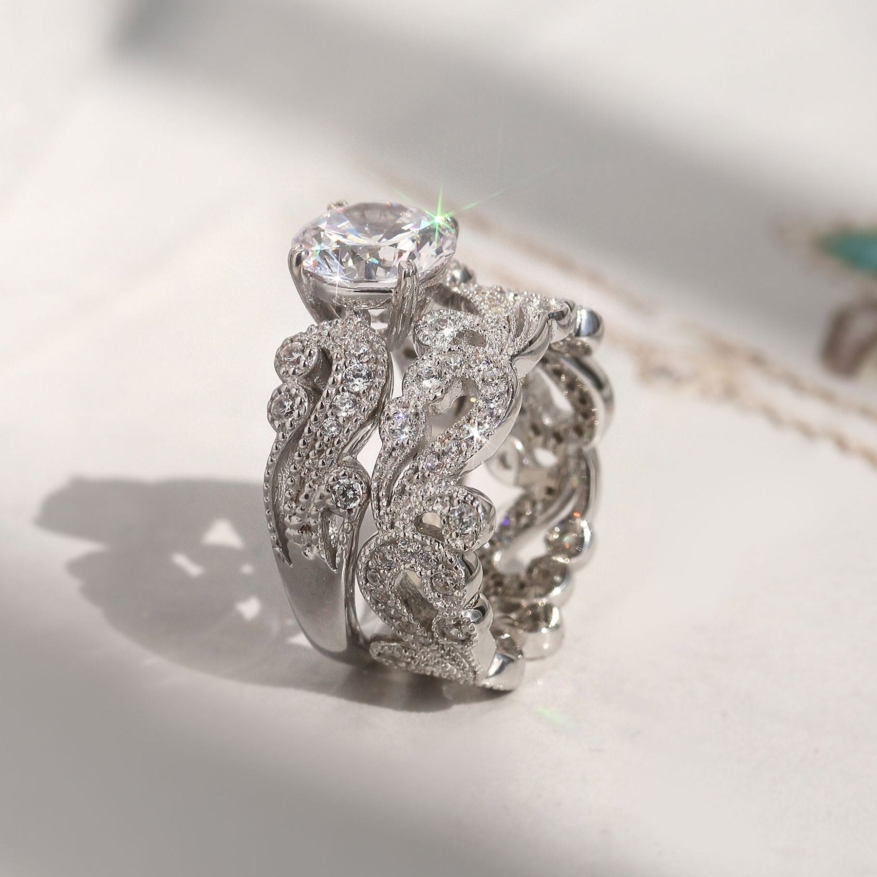 Milestone Glow Ring Set – 2ct CZ Vintage Eternity Duo | I Deserve This ...